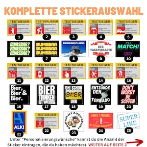 Malle Sticker Set komplette Stickerauswahl (60 versch. Sticker) / Party Sticker Set / Oktoberfest / JGA / Saufen Sticker / Testsieger
