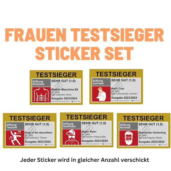 Women Test Winner Set Bumsbar Set Ballermann Sticker Set Malle Sticker Sticker JGA Oktoberfest Party Sticker Set Drinking stickers for women