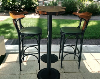 Handmade Walnut Garden Pub Table, Epoxy Rustic Bar Counter