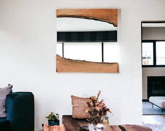 Handmade Walnut Live Edge Wall Mirror, Rustic Home Decor