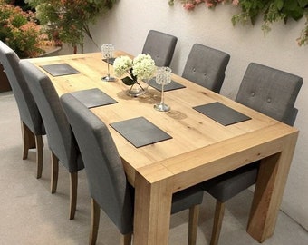Handmade Rustic Wooden Dining Table with Metal Legs, Customizable