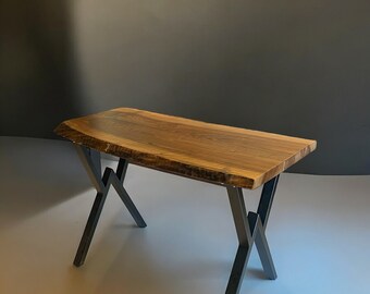 Handmade Walnut Table with Metal Legs, Customizable Wooden Furniture