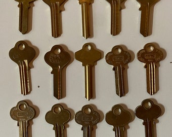 Lot of 15 Vintage Uncut Bronze Keys