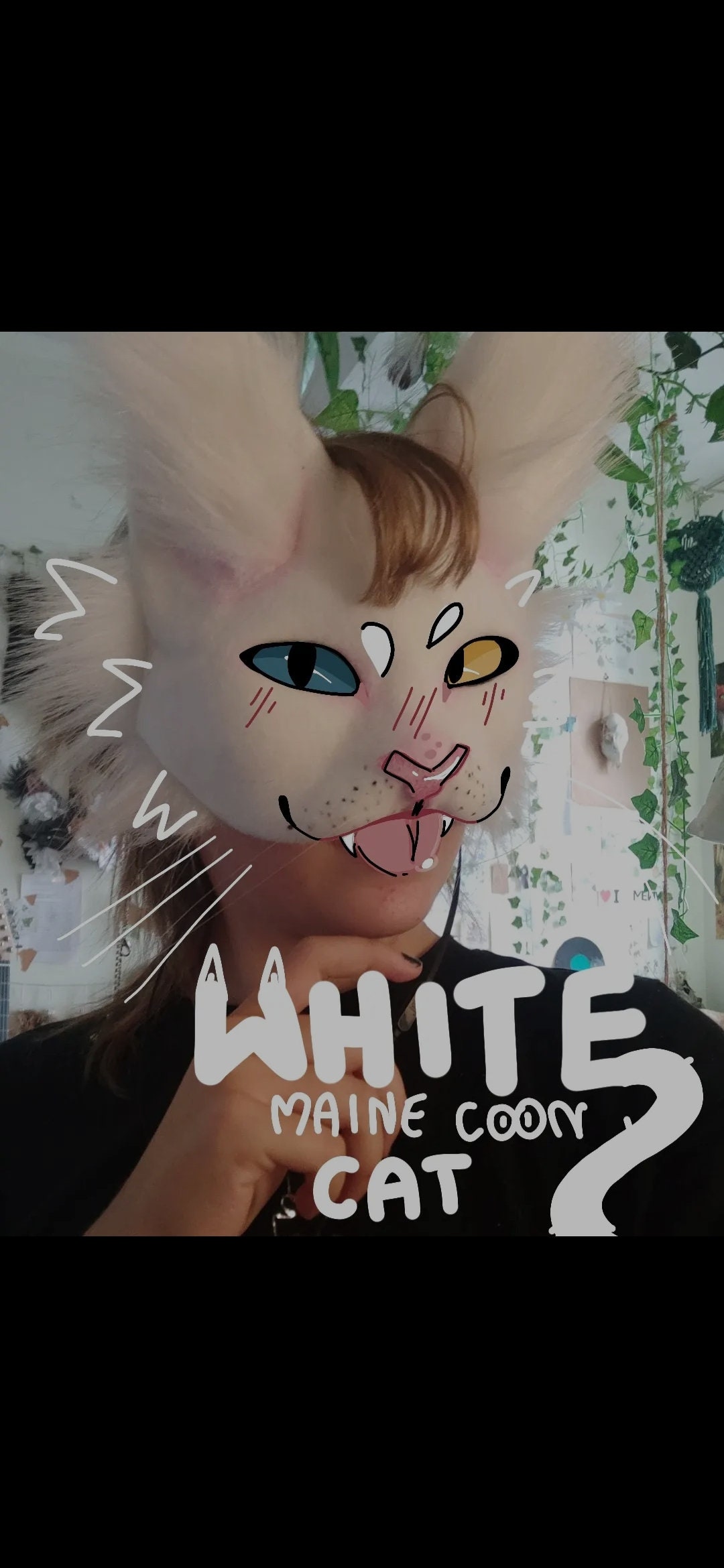 White Maine Coon Cat Mask Therian Themed Etsy Australia