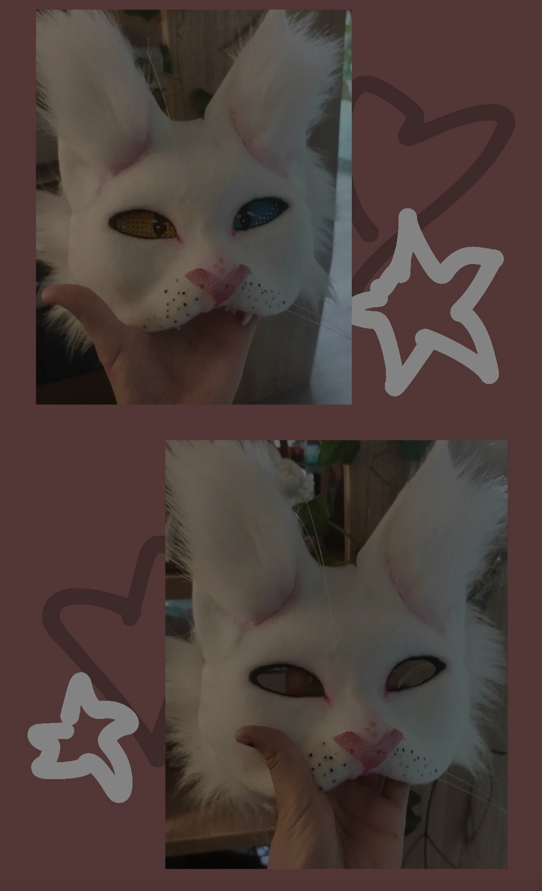 White Maine Coon Cat Mask Therian Themed Etsy Australia