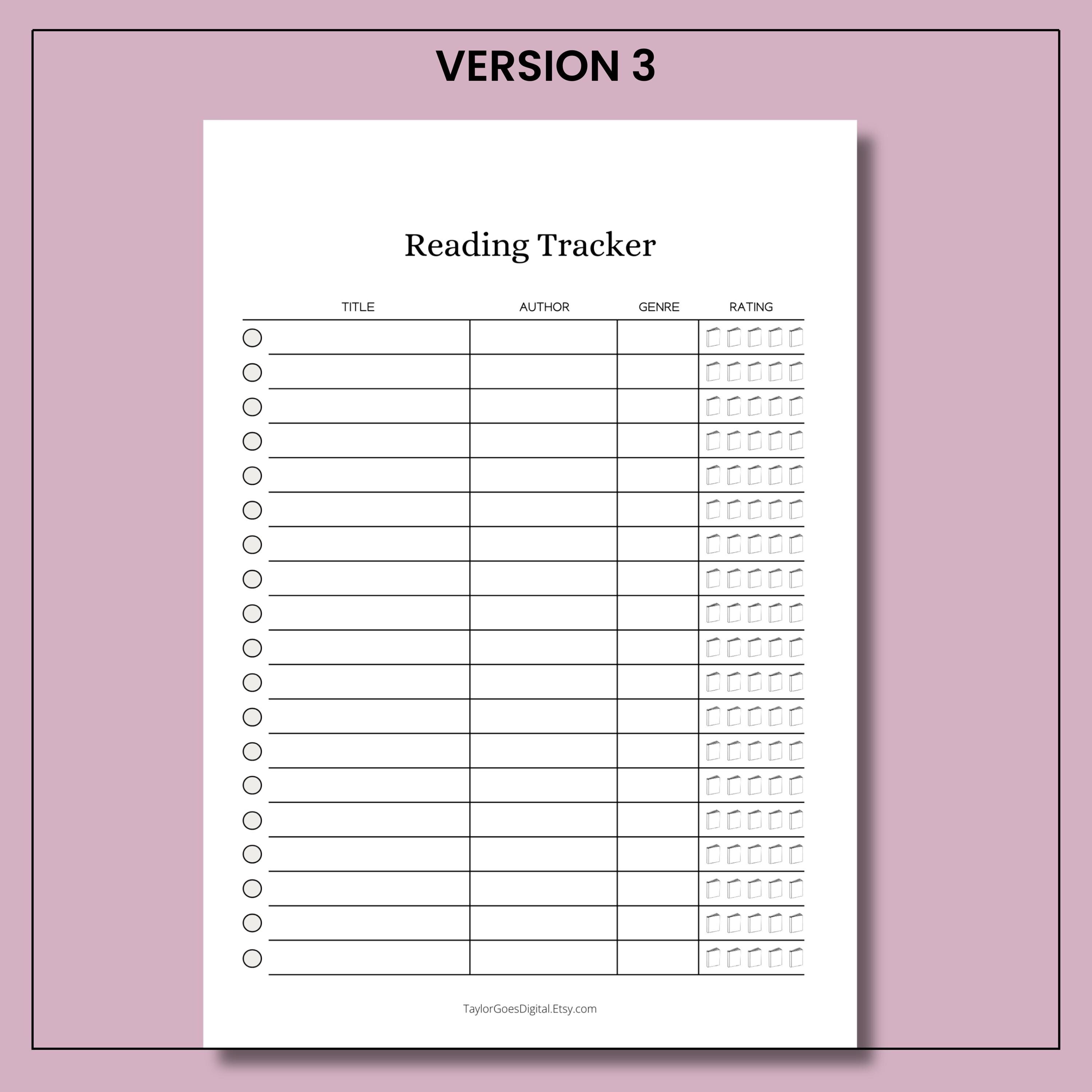 Printable Reading Tracker Template | Reading Log PDF | Book Tracker for ...