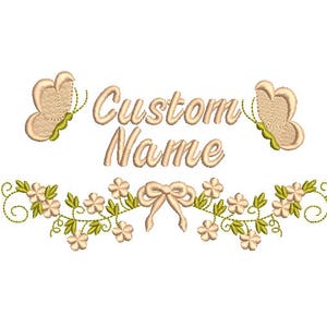 Floral Border Embroidery Design with Bow, butterflies, Flower Frame Embroidery Design Machine Embroidery Pattern, Wreath Embroidery File.