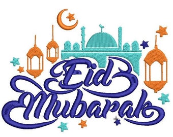 Eid  Mubarak Embroidery Design, Eid Embroidery Pattern, Machine Embroidery,arabic Calligraphy, 3 Sizes.