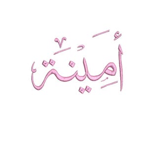 Peut inclure: Calligraphie arabe brodée en rose qui se lit "Amleni"