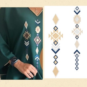 Kaftanbroderidesign, triangelformad berberstilbroderimönster, maskinbroderidesign, omedelbar nedladdning.