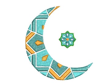 三日月と星の刺繍デザイン、星と三日月の刺繍デザイン、イスラム教の