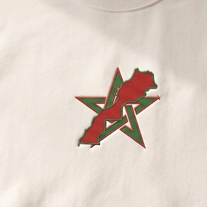 Motif de broderie machine Carte du Maroc, fichier patriotique du drapeau marocain