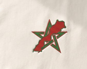 Morocco Map Machine Embroidery Design, Moroccan Flag Patriotic File