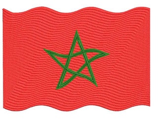 Moroccan Flag Embroidery Design, Flag Of Morocco Embroidery Pattern, Morocco Embroidery Machine.