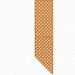 May include: A long, narrow, orange-colored decorative panel with a repeating geometric pattern of small squares.