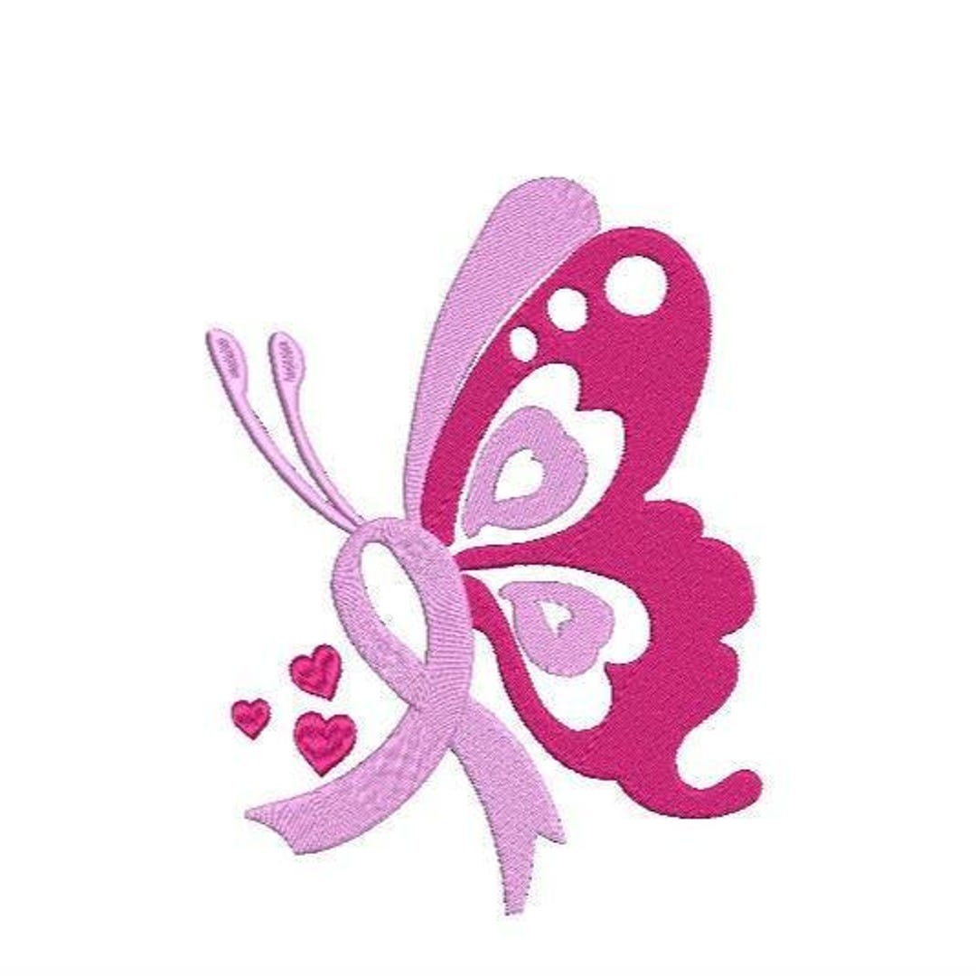 Butterfly With Pink Ribbon Embroidery Design, Awareness Pattern, 5 ...