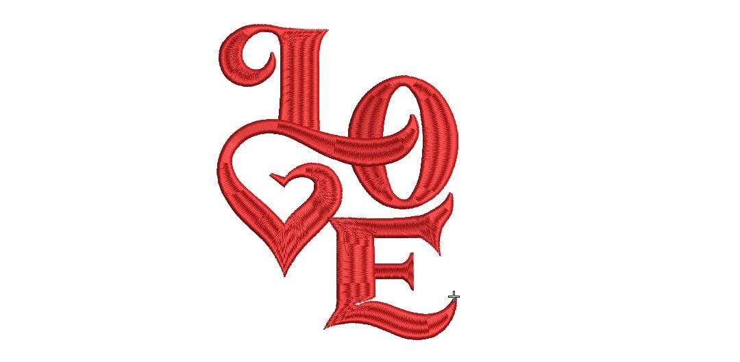 Love Embroidery Design, Love Calligraphy Embroidery Pattern, Valentine ...