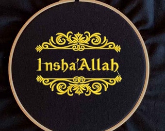 Islamic Calligraphy Embroidery Design, Inshaa alah Embroidery Pattern, Arabic Calligraphy Embroidery Machine, Instant Download.