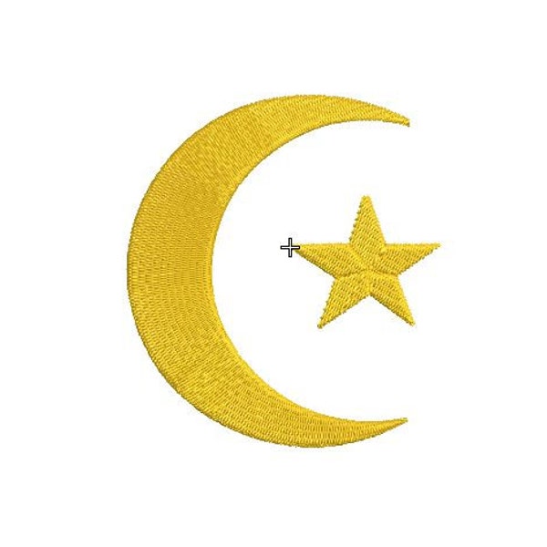 Digital, Crescent Moon Embroidery Pattern, Moon And Star Embroidery Design, Ramadan Embroidery, Islamic, 3 Sizes, Instant Download.