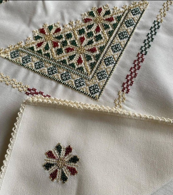Fasi Tablecloth Embroidery Machine, Moroccan Style Cross Stitch