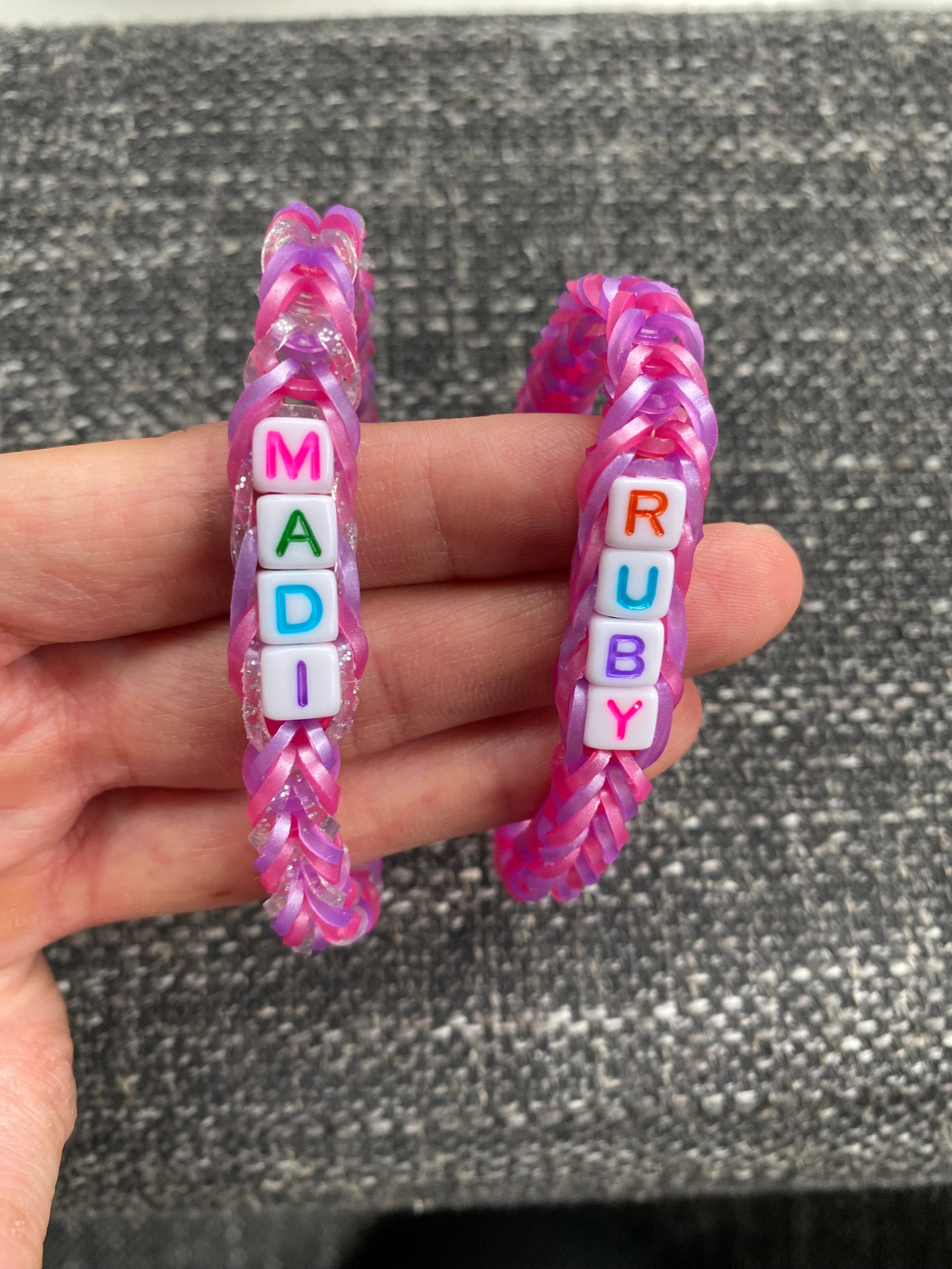 Rainbow Loom Fishtail With Letter Beads Friendship Bracelet Completely Customizable. See Photos for Bead Selection. 4 7 Letters Works Best Etsy