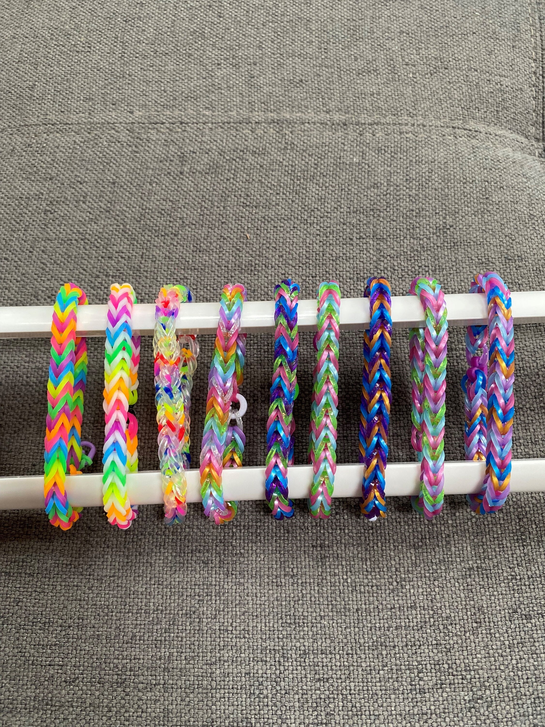 Rainbow With Black and White Stripes Rubber Band Bracelet Rainbow