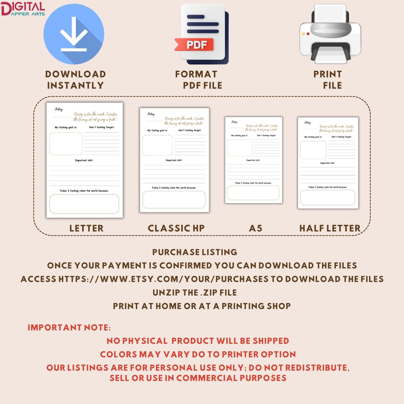 Printable Journal Planner Templates Digital Download - Etsy
