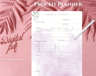 Digital Project planner/Project Planner /  Project Planner Printable Productivity Planner  Project Planner Printable Planner,