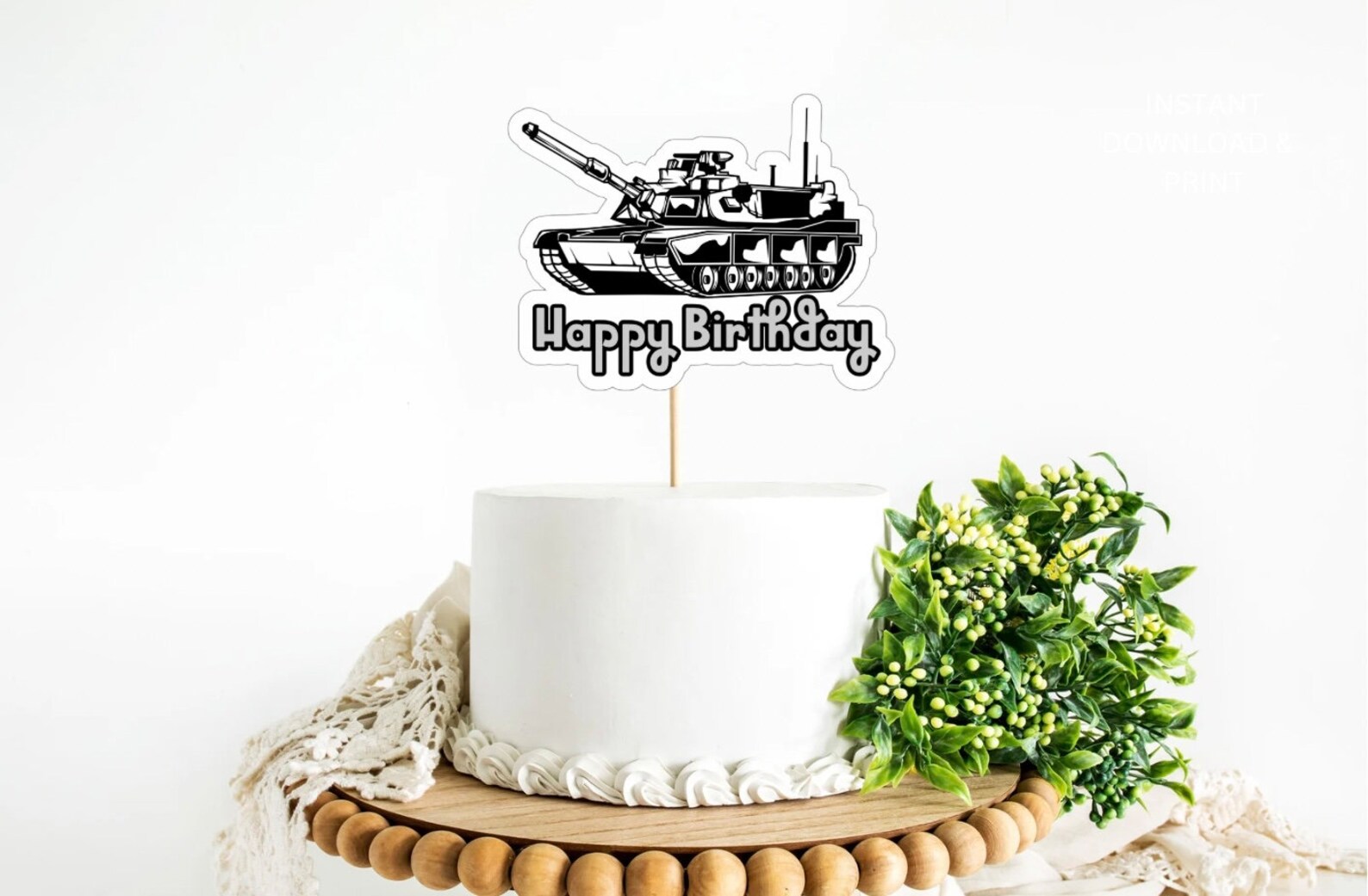 Tank Cake Topper. Tank Topper. Army Cake Topper. Happy Etsy