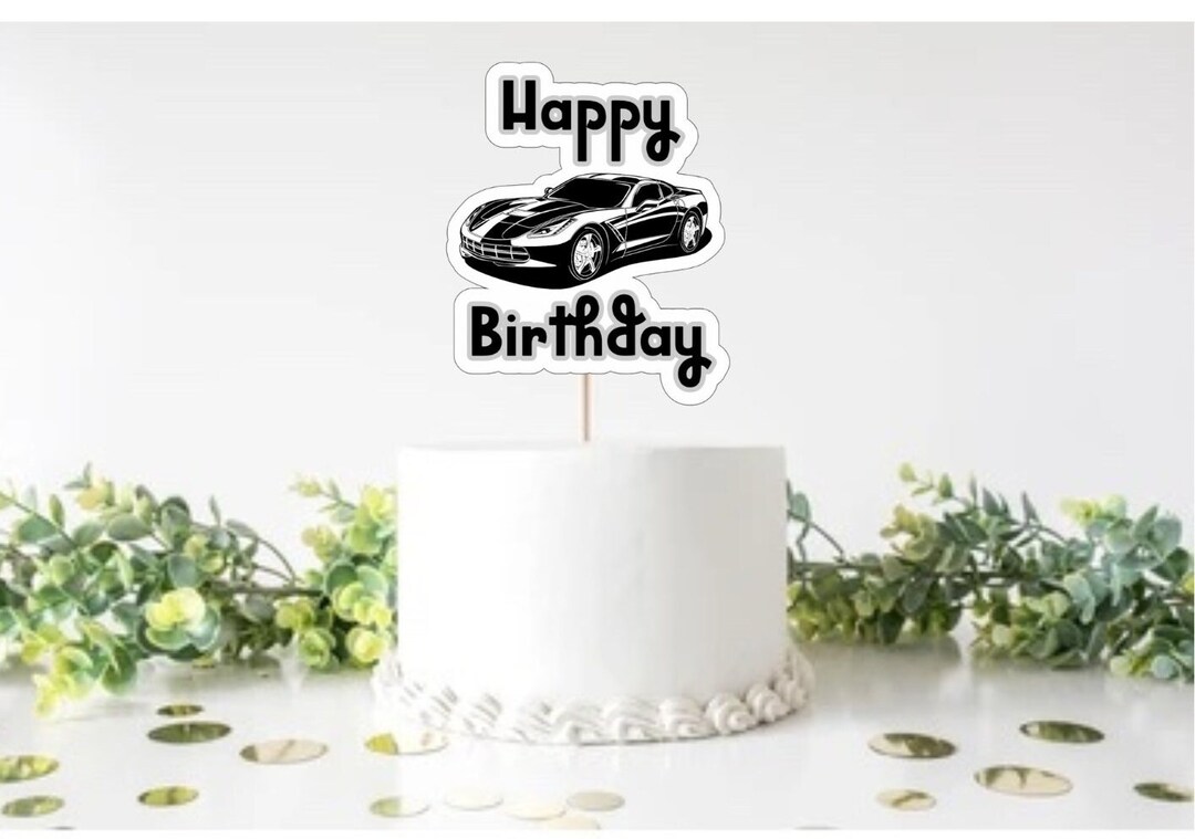 Sports Car Happy Birthday Cake Topper Car Racing Car Track Etsy