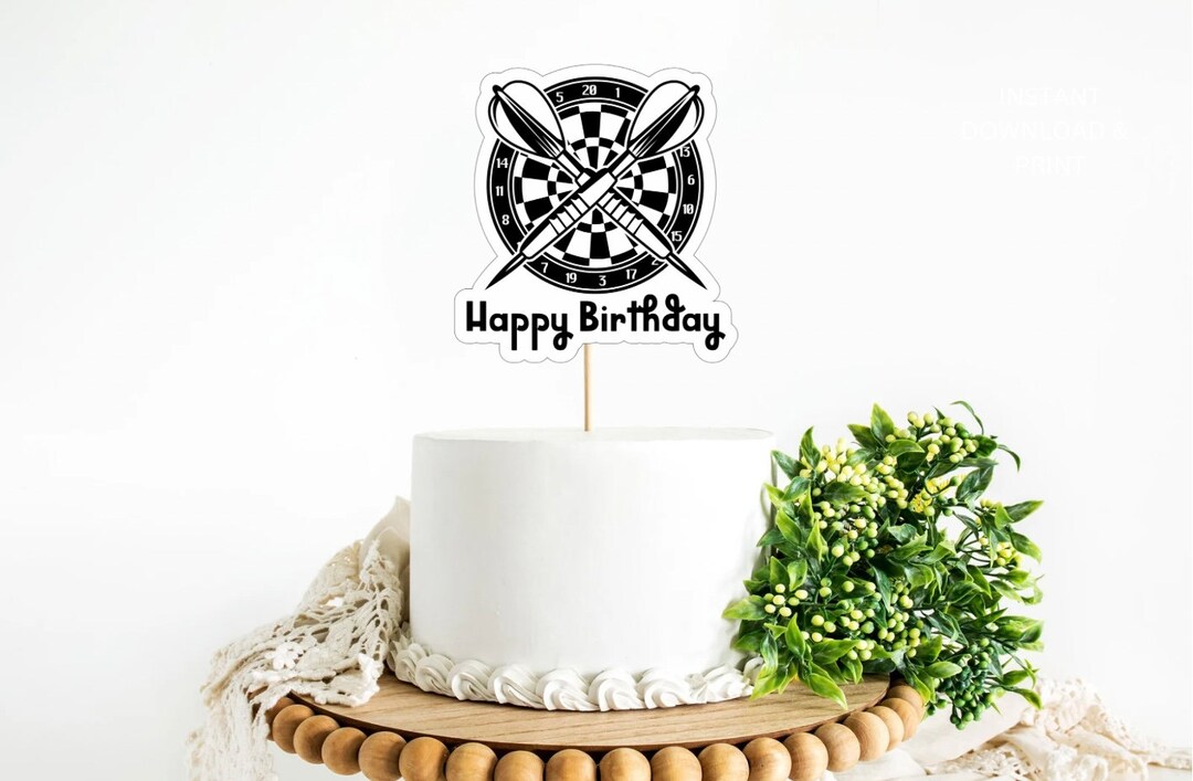 Darts Cake Topper. Dart Board Cake Topper. Happy Birthday Cake Etsy
