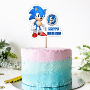 Birthday Sonic the Hedgehog Cake Topper PNG Sonic Cake Topper