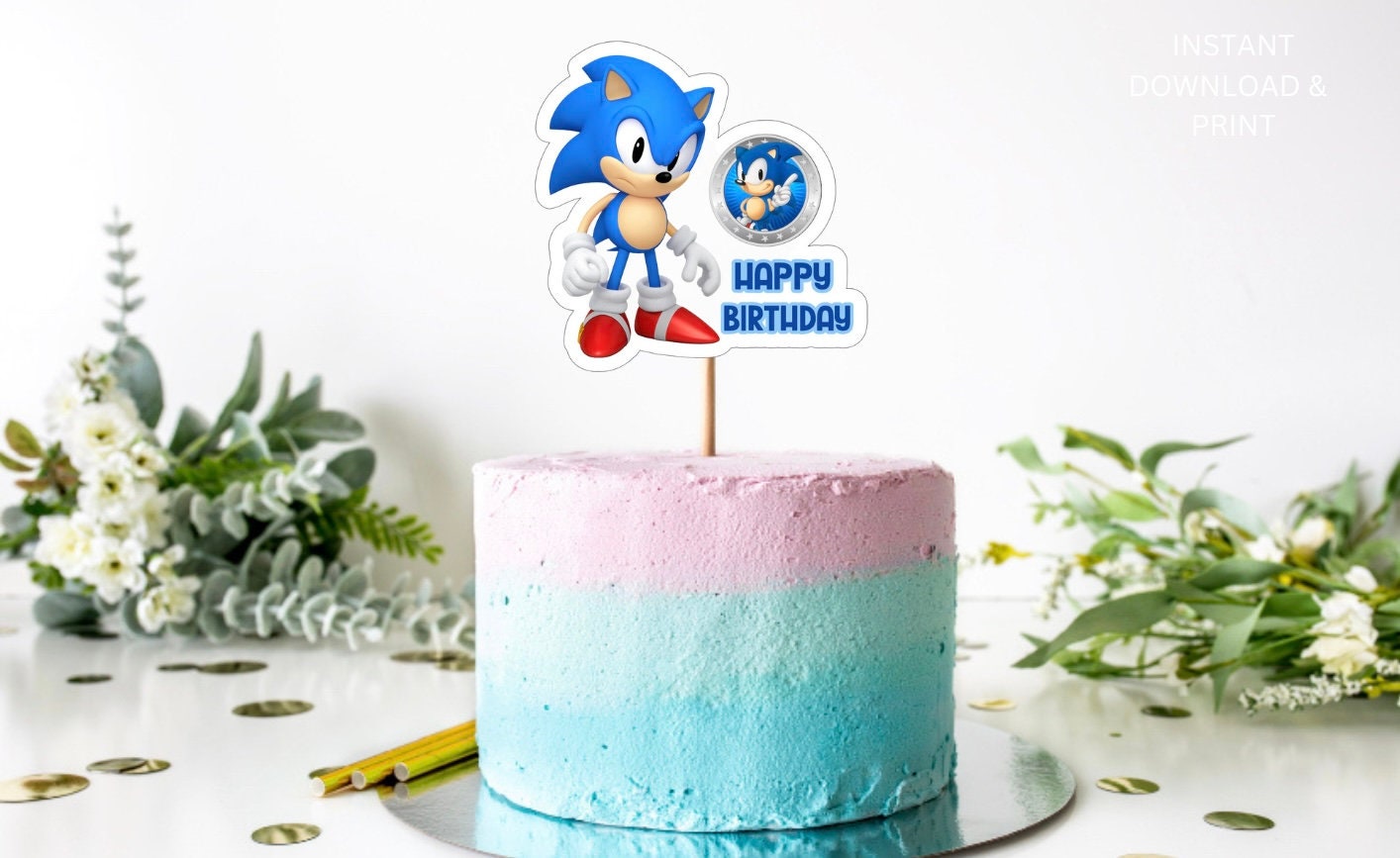 STL file Sonic cake topper cake topper 🍰・3D print design to download・Cults