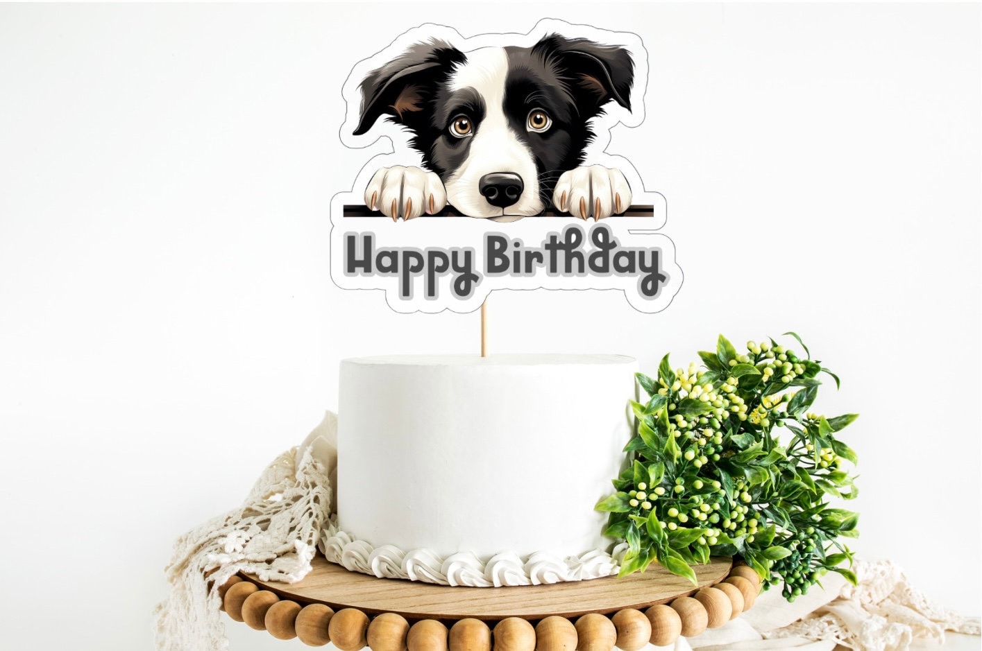 Border collie top cake decoration