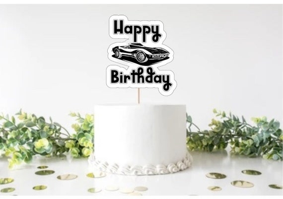 Sports Car Cake Topper: Happy Birthday