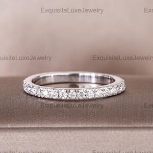 14K Gold Diamond Stacking Ring | Pave Eternity Band | Dainty Bridal Gift Ring | Bridal Matching ring band