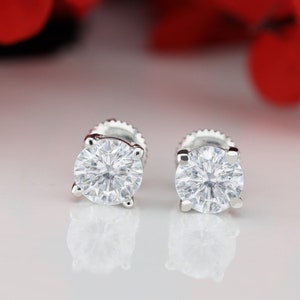 0.50 Ct Cz Diamond Stud Earrings / 925 Sterling Silver Earrings / CZ Diamond Earrings / Round Cut CZ Diamond Earrings / Push Back Earrings
