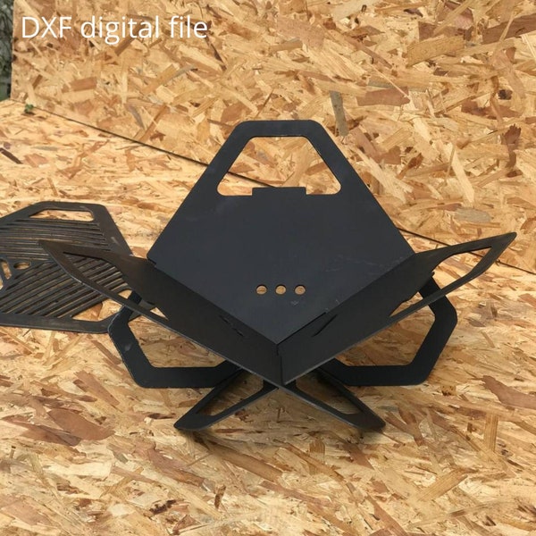 fire pit + grill (DXF files for plasma, laser CNC machines, bbq portable)