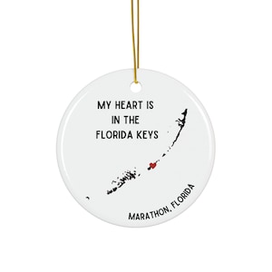 Aangepast ornament kaart Florida Keys, decor vakantiehuis Key West, nautisch kerstboomcadeau, gepersonaliseerd kerstmis, vakantiecadeau Florida