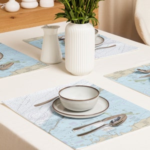Nautische kaart Florida Keys - placemat set van 4 inch