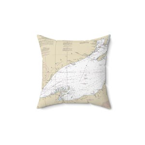 Almofada com Carta Náutica, Decoração dos Grandes Lagos, Presente para o Lago Superior, Almofada Decorativa Costeira, Almofada para Casa de Praia