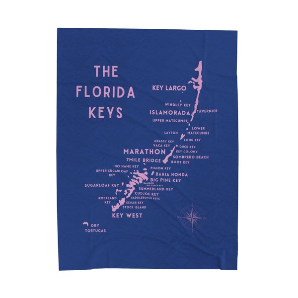 Florida keys map blanket, Florida Keys Map Velveteen Plush - Cozy Nautical Home Decor, Perfect Gift for Beach Lovers and Travel Enthusiasts