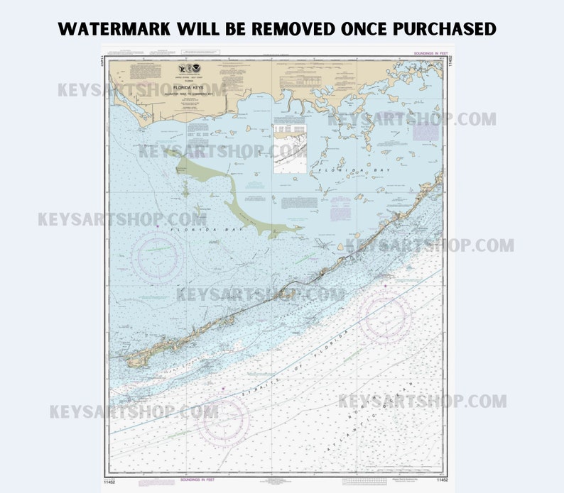 Florida Keys Map From Miami to Key West - Wall Art - Map of Florida ...