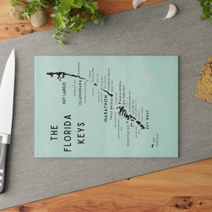Planche à découper des clés de la Floride, carte des clés de la Floride - planche à découper - marathon, Key West, idée cadeau Islamorada, cadeau de pendaison de crémaillère