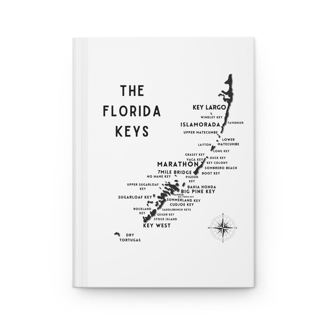 Florida Keys Map Hardcover Journal Matte - Etsy