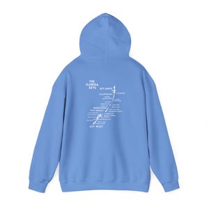Florida Keys kaart hoodie - Unisex sweater met capuchon, Key West-sweater, Key Largo-hoodie, Marathon FL-trui, Islamorada-trui, tropisch