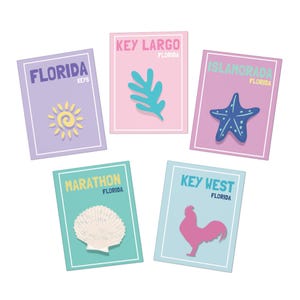 Grußkarten, Florida Keys Design, Marathon Key West Key Largo, 5er Set, Geschenkidee, Tropische Karten