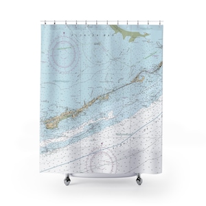 Douchegordijn Florida Keys nautische kaart, uniek decor kaart Florida