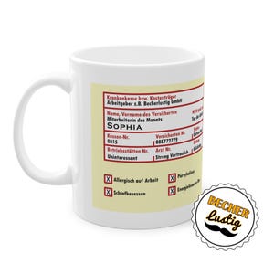 Personalisiertes Geschenk - Gelber Schein Tasse - Lustiger Kaffeebecher - Perfekt Geschenk für Kollegen, Freund oder Freundin - Büro spaß