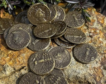 Sestercio romano de fantasía – Moneda César – Accesorio LARP, token RPG, no réplica histórica